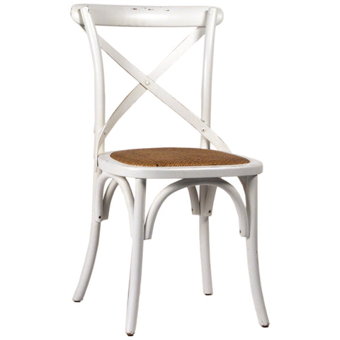 Gaston Antique White and Natural Rattan Finish Dining Chair