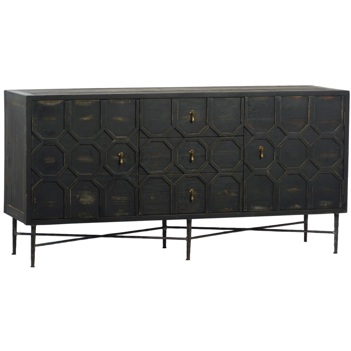 Harten Antique Black Finish Sideboard