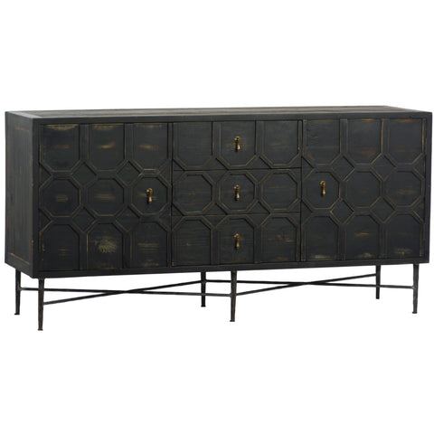 Harten Antique Black Finish Sideboard