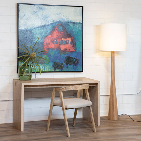 Jensen Antique Wood Sealed Finish and Beige Fabric Dining Chair