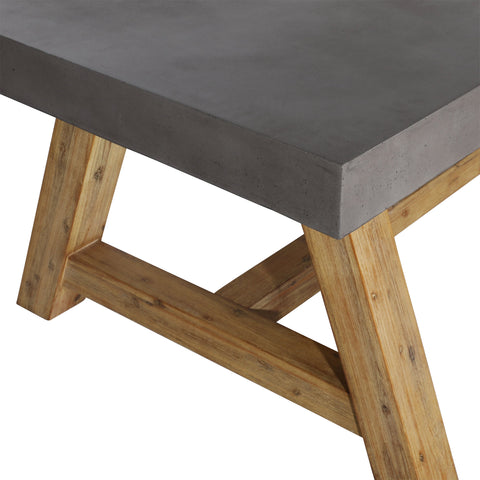 Fontana Dark Grey Concrete Finish and Natural Wood Outdoor Dining Table