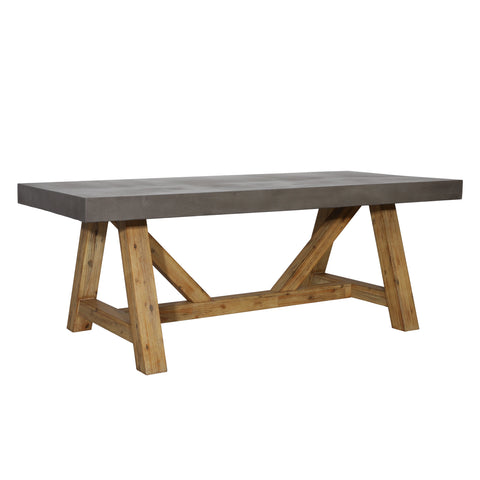 Fontana Dark Grey Concrete Finish and Natural Wood Outdoor Dining Table