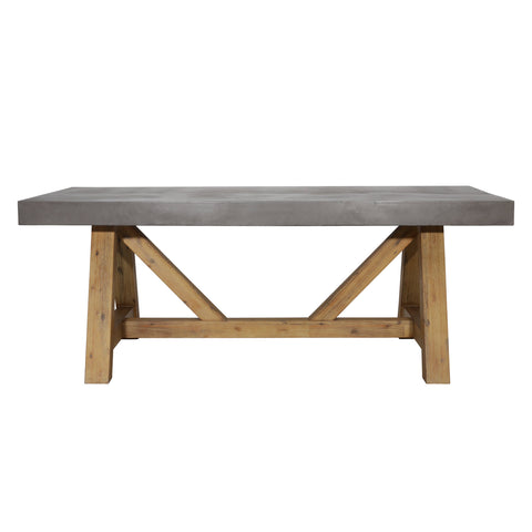 Fontana Dark Grey Concrete Finish and Natural Wood Outdoor Dining Table