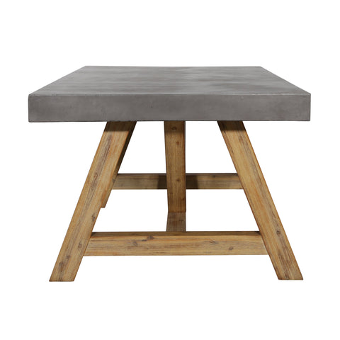 Fontana Dark Grey Concrete Finish and Natural Wood Outdoor Dining Table