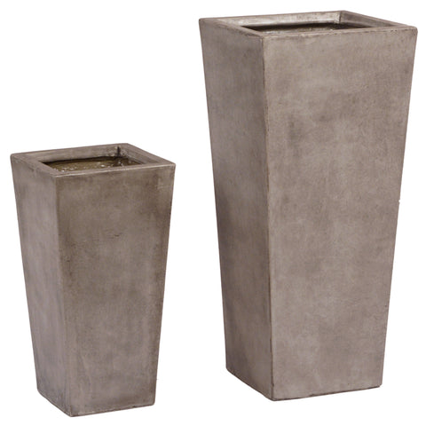 Keona Dark Grey Concrete Finish Planter Set Of 2