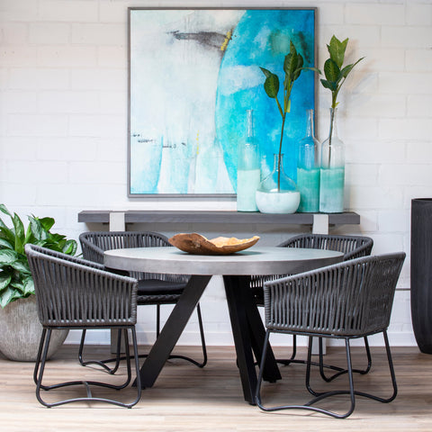 Camrose Dark Grey Concrete Finish and Black Base Outdoor Table