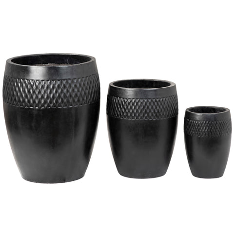 Anwar Antique Black Finish Pot Set Of 3