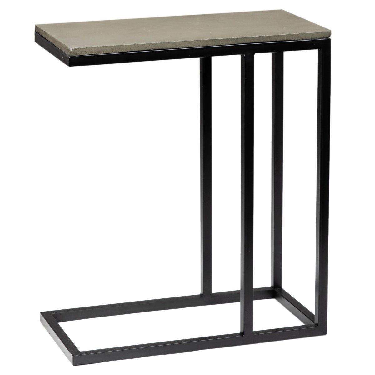 Baston Dark Grey Sealed with Acrylic and Black Base Side Table