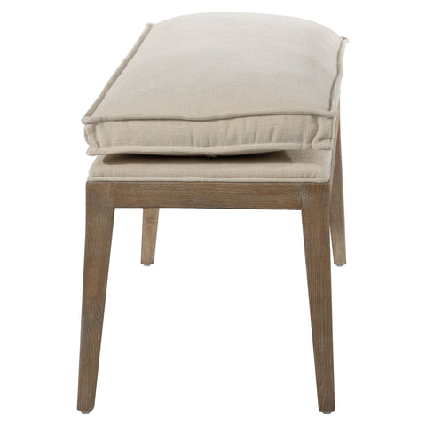 Jordan Grey Wash Finish and Ivory Fabric Bench