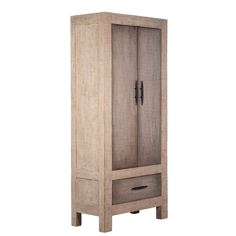 Bennett Light Warm Wash Frame with Grey Wash Doors Cabinet