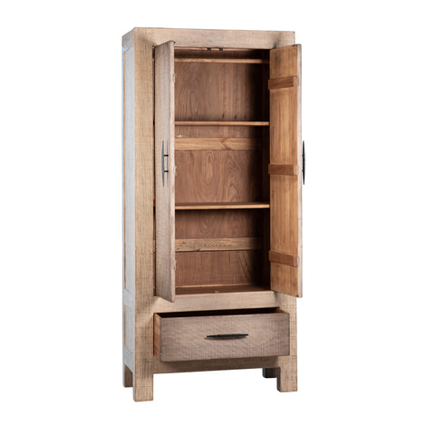 Bennett Light Warm Wash Frame with Grey Wash Doors Cabinet