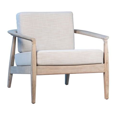 Patricia Light Warm Wash Finish and Light Sand Color Fabric Occasional Chair
