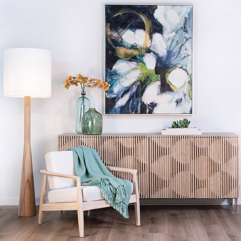 Patricia Light Warm Wash Finish and Light Sand Color Fabric Occasional Chair
