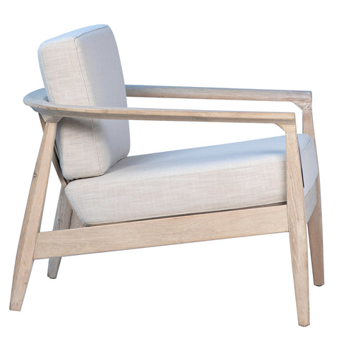 Patricia Light Warm Wash Finish and Light Sand Color Fabric Occasional Chair