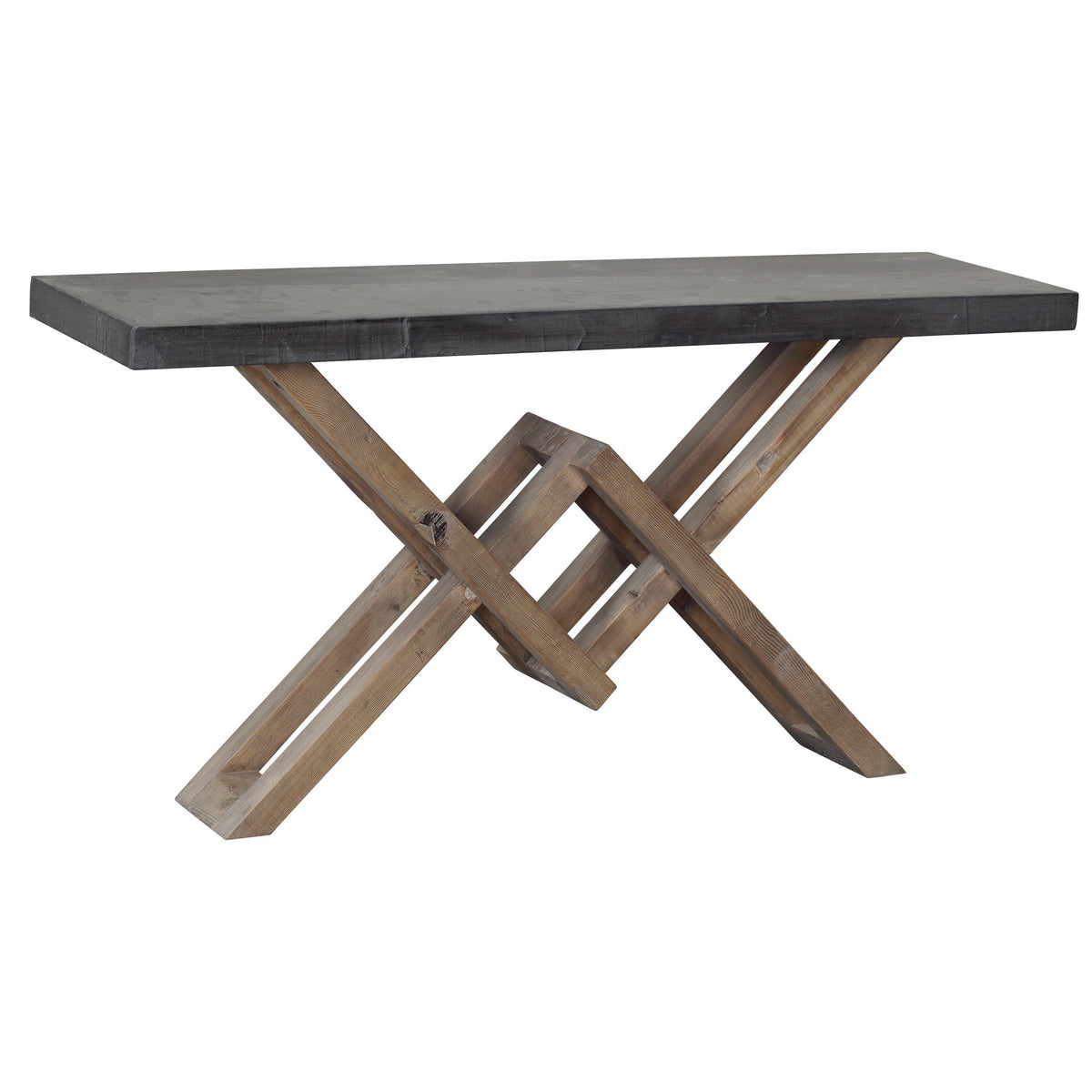 Kane Dark Grey Concrete Finish and Antique Brown Base Console Table