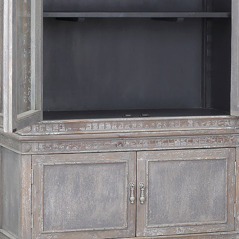 Lennon Grey Wash Finish and Dark Blue Inside Vitrine