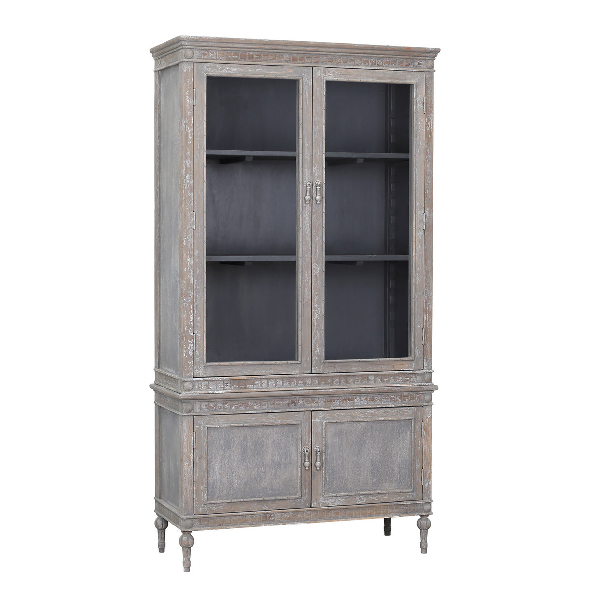 Lennon Grey Wash Finish and Dark Blue Inside Vitrine