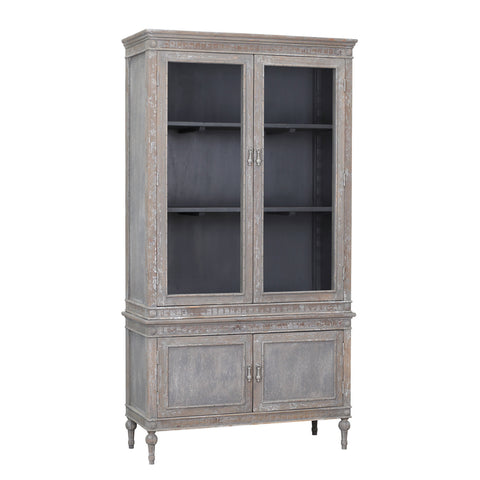 Lennon Grey Wash Finish and Dark Blue Inside Vitrine