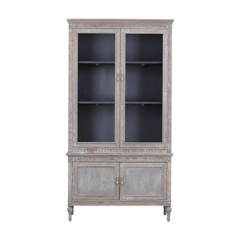 Lennon Grey Wash Finish and Dark Blue Inside Vitrine