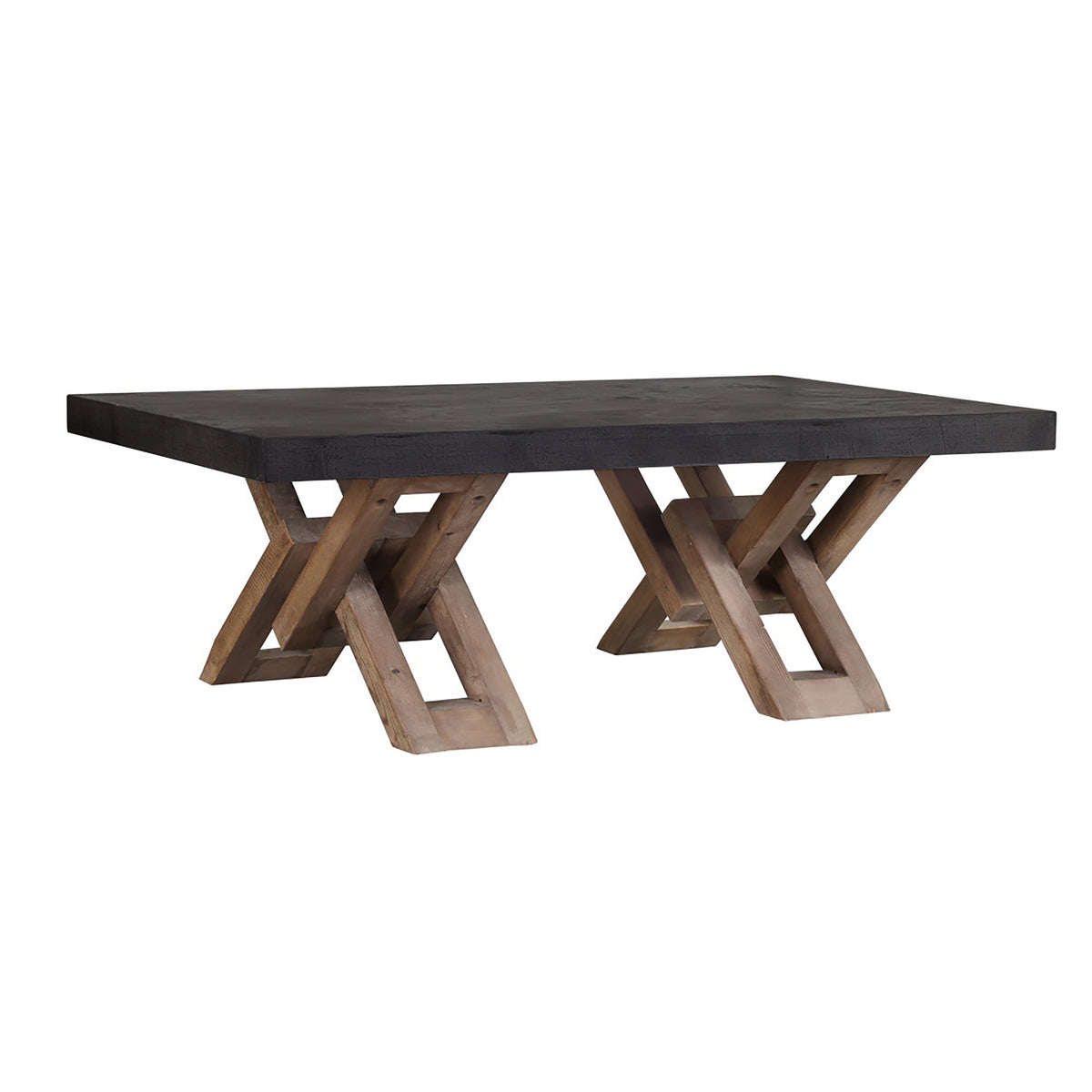 Holt Dark Grey Concrete Finish and Antique Brown Base Coffee Table