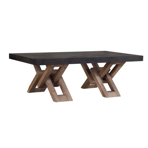 Holt Dark Grey Concrete Finish and Antique Brown Base Coffee Table