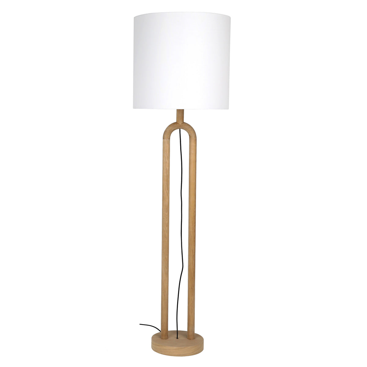 Asher Natural Oak and White Shade Floor Lamp