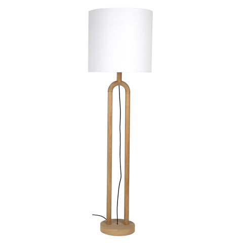 Asher Natural Oak and White Shade Floor Lamp