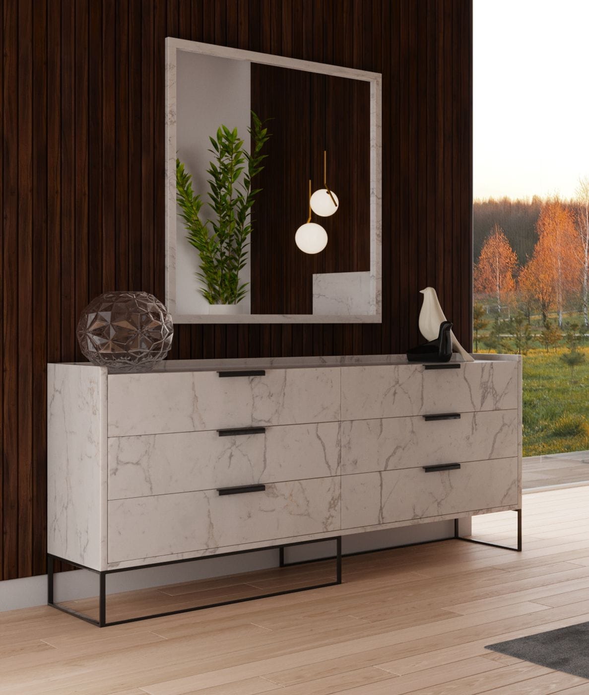 Nova Domus Marbella Italian Modern White Marble Dresser Model VGACMARBELLA-DRS
