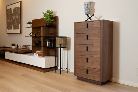 Modrest Chelton Contemporary Walnut And White Ceramic Chest Model VGHB-402W-CT