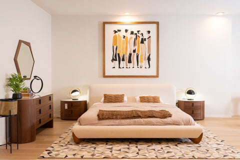 Modrest Chelton Contemporary White Ceramic & Walnut Oval Nightstand Model VGHB351U3-WAL-NS