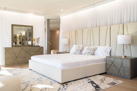 Modrest Nixa Modern Beige Velvet & Brushed Bronze Bed Queen Model VGVC-BD1909-BED-BGE-queen