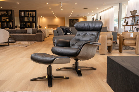 Modrest Nowak Modern Black Lounge Chair & Ottoman Set Model VGKK-A938-BLK-SET