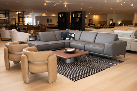 Lamod Italia Soho Italian Left Facing Grey Nirvana Fume Leather Sectional Sofa Model VGDTSOHO-LAF-GRY-SECT-SOFA