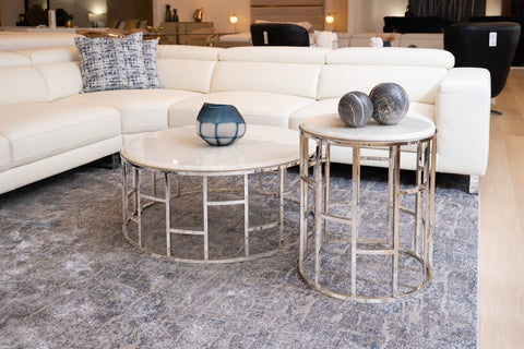 Modrest Silvan Modern Marble & Stainless Steel End Table Model VGHB228B-MBL