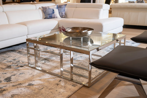 Modrest Stephen Modern Glass & Stainless Steel Coffee Table  Model VGHB-341A
