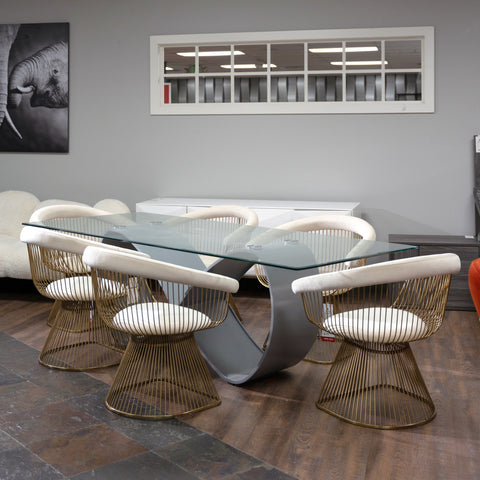 Modrest Hadley Glass & Matte Grey Dining Table Model VGGM-DT-CASTA-DT