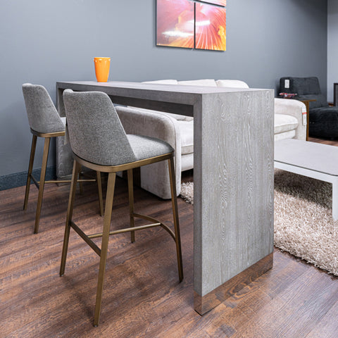 Modrest Brent Contemporary Light Grey Fabric & Brass Counter Stool  Model VGGA-6602CH-C-LG-CST