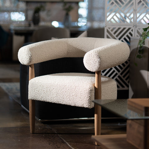 Modrest Marchland Modern Beige Fabric & Oak Accent Chair Model VGMF-L3175-BGE