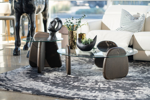 Modrest Buxton Mid Century Modern Glass & Dark Walnut Coffee Table Model VGOD-LZ-274C-COF