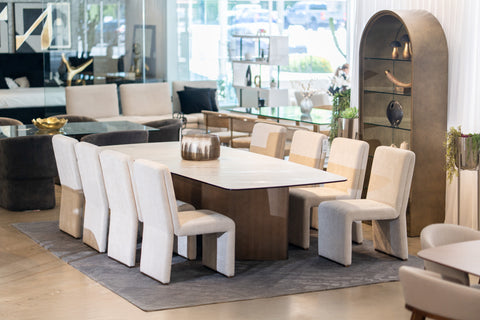 Modrest Bounty Modern White Ceramic & Antique Brass Dining Table Model VGFA-DT2015