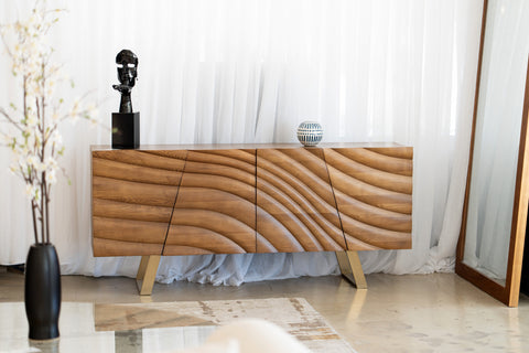 Modrest Finley Mid Century Walnut & Gold Buffet Model VGCSSB-16050-GLD