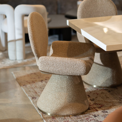 Modrest Neptune Contemporary Beige Fabric & Brushed Brass Dining Chair Model VGVC-B2369-BGE