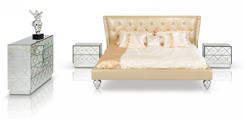 Monica Modern Champagne Leather Bed Model VGUNAW227-180