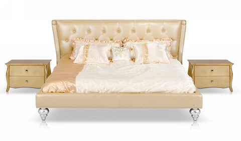 Monica Modern Champagne Leather Bed Model VGUNAW227-180