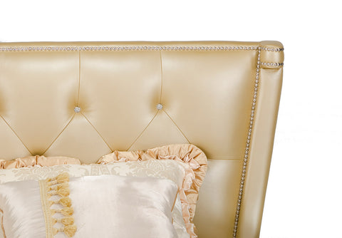 Monica Modern Champagne Leather Bed Model VGUNAW227-180