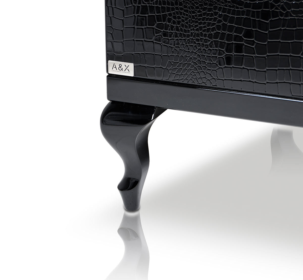 Bellagio Transitional Black Crocodile Lacquer Buffet
