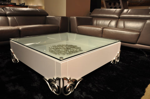Ls538 Emma Modern White Coffee Table With Glass Top Model VGDVEMMACOFFEE
