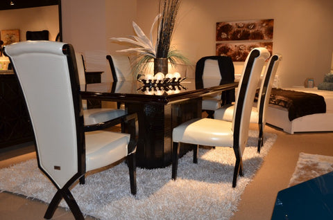 Supreme Luxury Ebony Veneer And Black Crocodile Dining Table Model VGUNAC832-240