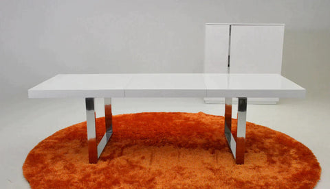 A&X Skyline White Crocodile Extendable Dining Table By VIG Furniture