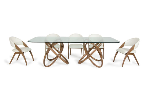 Modrest Mason Modern Glass & Walnut Dining Table Model VGCSDT-16092